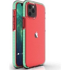 Hurtel Spring Case clear TPU gel protective cover with colorful frame for iPhone 13 mini mint