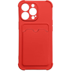 Hurtel Card Armor Case Pouch Cover for iPhone 13 Mini Card Wallet Silicone Air Bag Armor Red