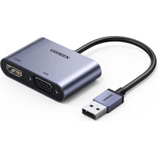 Ugreen CM449 adapter converter USB - HDMI 1.3 (1920x1080 60Hz) + VGA 1.2 (1920x1080 60Hz) gray