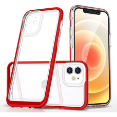 Hurtel Clear 3in1 case for iPhone 12 frame gel cover red