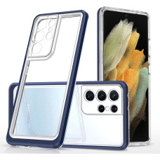 Hurtel Clear 3in1 Case for Samsung Galaxy S22 Ultra Frame Gel Cover Blue