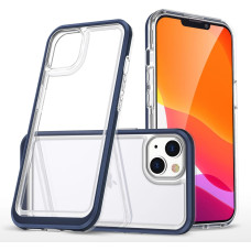 Hurtel Clear 3in1 case for iPhone 14 silicone cover with frame blue