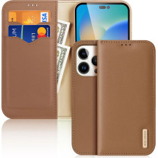 Dux Ducis Hivo Leather Flip Cover Genuine Leather Wallet for Cards and Documents iPhone 14 Pro Brown