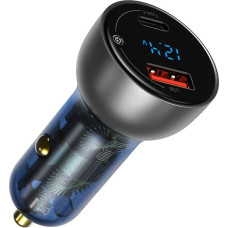 Baseus USB / USB Type C car charger 65 W 5 A SCP Quick Charge 4.0+ Power Delivery 3.0 LCD screen transparent (CCKX-C0A)