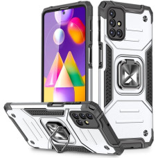 Wozinsky Ring Armor Case Kickstand Tough Rugged Cover for Samsung Galaxy M31s silver