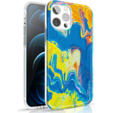 Kingxbar Watercolor Series color case for iPhone 12 Pro Max yellowblue