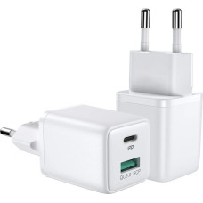 Joyroom wall charger (EU plug) USB / USB Type C 30W Power Delivery QuickCharge 3.0 AFC FCP white (L-QP303)