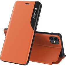 Hurtel Eco Leather View Case elegant bookcase type case with kickstand for iPhone 13 mini orange