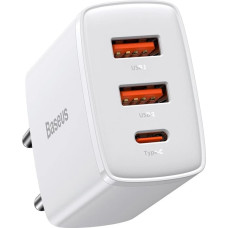 Baseus Compact fast charger 2x USB / USB Type C 30W 3A Power Delivery Quick Charge white (CCXJ-E02) White