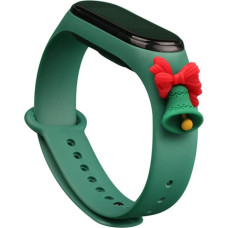 Hurtel Strap Xmas Wristband for Xiaomi Mi Band 6 / Mi Band 5 Christmas Silicone Strap Bracelet Dark Green (Bell)