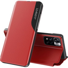 Hurtel Eco Leather View Case Elegant Flip Cover with Stand Function Poco M4 Pro 5G Red