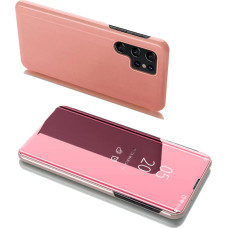 Hurtel Clear View Case flip cover for Samsung Galaxy S22 Ultra pink