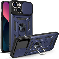 Hurtel Hybrid Armor Camshield case for iPhone 13 armored case with camera cover blue