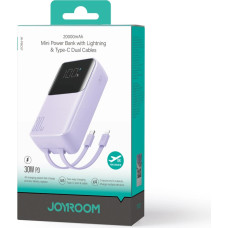 Joyroom JR-PBC07 20000mAh 30W mini power bank with USB-C and Lightning cables - purple