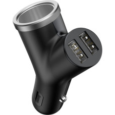 Baseus Y Type Car Charger car charger 2x USB + cigarette lighter socket 3.4A black (CCALL-YX01)