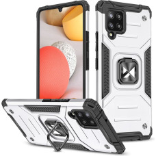 Wozinsky Ring Armor Case Kickstand Tough Rugged Cover for Samsung Galaxy A42 5G silver