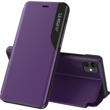 Hurtel Eco Leather View Case elegant bookcase type case with kickstand for iPhone 13 mini purple