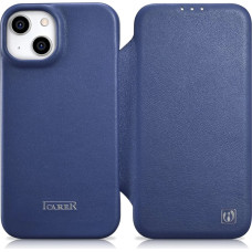 Icarer CE Premium Leather Folio Case iPhone 14 magnetic flip case MagSafe blue (WMI14220713-BU)