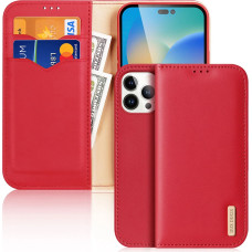 Dux Ducis Hivo Leather Flip Cover Genuine Leather Wallet for Cards and Documents iPhone 14 Pro Max Red