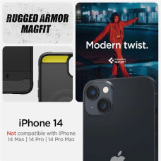 Spigen Rugged Armor Mag case with MagSafe for iPhone 14 - matte black