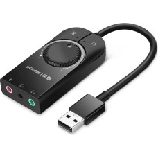 Ugreen external sound card music USB adapter - 3.5 mm mini jack with volume control 15cm black (40964)