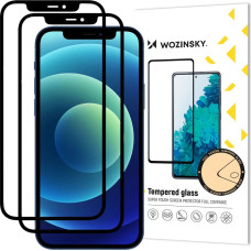 Wozinsky 2x Tempered Glass Full Glue Super Tough Screen Protector Full Coveraged with Frame Case Friendly for iPhone 12 Pro / iPhone 12 black