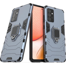 Hurtel Ring Armor Case Kickstand Tough Rugged Cover for Samsung Galaxy A72 4G blue