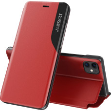 Hurtel Eco Leather View Case elegant bookcase type case with kickstand for iPhone 13 mini red