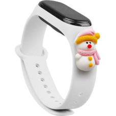 Hurtel Strap Xmas Wristband for Xiaomi Mi Band 4 / Mi Band 3 Christmas Silicone Strap Bracelet White (Snowman 2)