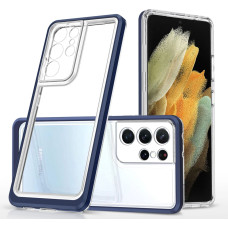 Hurtel Clear 3in1 Case for Samsung Galaxy S21 Ultra 5G Frame Gel Cover Blue