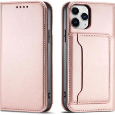 Hurtel Magnet Card Case for iPhone 12 Pro Pouch Card Wallet Card Stand Pink