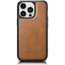 Icarer Leather Oil Wax case covered with natural leather for iPhone 14 Pro brown (WMI14220718-TN)