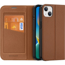 Dux Ducis Skin X2 case for iPhone 14 Plus case with magnetic flap brown