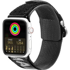 Dux Ducis Strap (Outdoor Version) Apple Watch Ultra Strap, SE, 9, 8, 7, 6, 5, 4, 3, 2, 1 (49, 45, 44, 42 mm) Nylon Band Bracelet Black & Silver