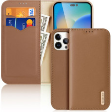 Dux Ducis Hivo Leather Flip Cover Genuine Leather Wallet for Cards and Documents iPhone 14 Pro Max Brown