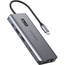 Choetech multifunctional HUB with display 12in1 USB-C to USB-C / USB-A / HDMI / VGA / AUX / SD / TF gray (HUB-M26)