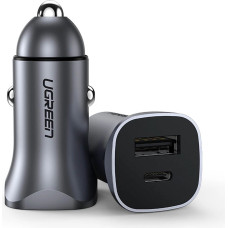 Ugreen fast car charger USB-A / USB-C 30W PD PPS gray (CD130)