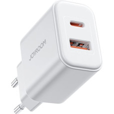 Joyroom JR-TCF05 20W USB-C / USB-A Fast Dual Port Wall Charger - White + USB-C - Lightning 1m