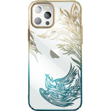 Kingxbar Luxury iPhone 14 Case with Kingxbar Phoenix Crystals - Gold and Blue