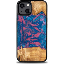 Bewood Unique Vegas wood and resin case for iPhone 14 Pro - pink and blue