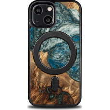 Bewood Wood and Resin Case for iPhone 13 Mini MagSafe Bewood Unique Planet Earth - Blue-Green