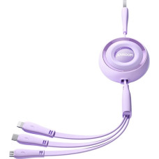 Joyroom S-A40 Colorful Series 3in1 retractable cable USB-A to USB-C / Lightning / microUSB 1m - purple