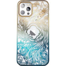 Kingxbar Luxury iPhone 14 Plus Case with Kingxbar Phoenix Crystals - Gold and Blue