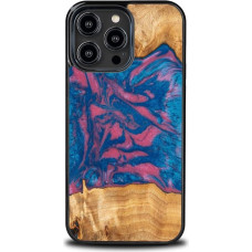 Bewood Wood and Resin Case for iPhone 14 Pro Max Bewood Unique Vegas - Pink and Blue