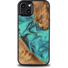 Bewood Unique Turquoise iPhone 13 Wood and Resin Case - Turquoise Black