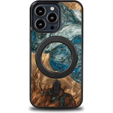 Bewood Wood and Resin Case for iPhone 13 Pro MagSafe Bewood Unique Planet Earth - Blue-Green