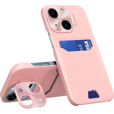 Hurtel Leather Stand Case case for iPhone 14 cover card wallet with stand pink