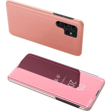 Hurtel Clear View Case cover for Samsung Galaxy S23 Ultra cover with a flap pink