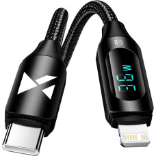 Wozinsky WUCLC2 Lightning - USB-C 36W 480Mb/s cable 2m with display - black