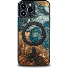 Bewood Wood and Resin Case for iPhone 13 Pro Max MagSafe Bewood Unique Planet Earth - Blue Green